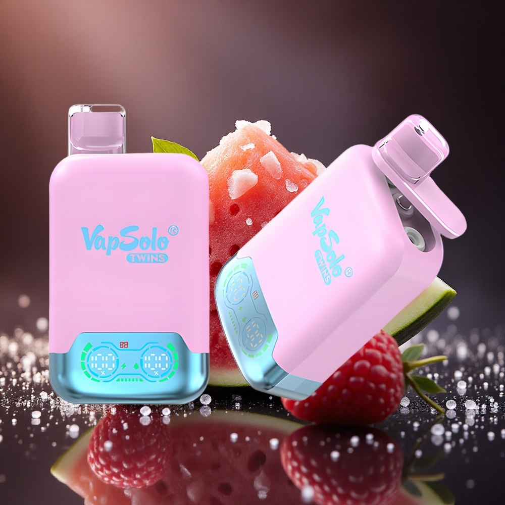 Vapsolo Twins 20000 Puffs Juodojo ledo drakono vaisiaus braškių ir aviečių arbūzas su 40 ml e-skysčio ir Type-C įkrovimu