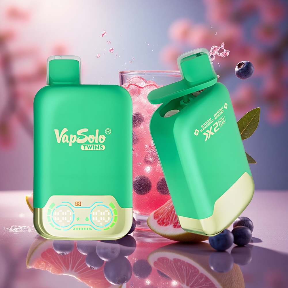Vapsolo Twins 20000 Puffs Mėlynė Juodauogė & Greipfrutas Gaivusis su 40 ml ir Type-C