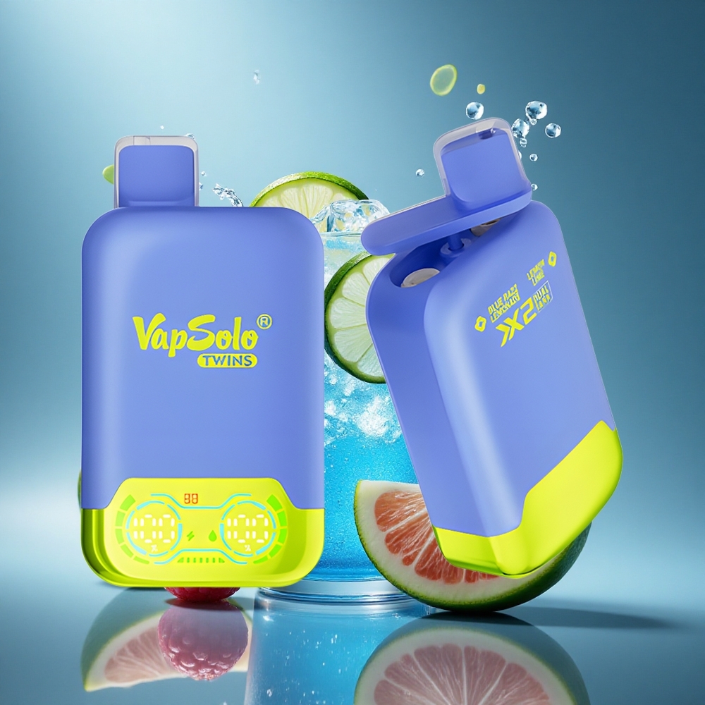Vapsolo Twins 20000 Puffs Mėlynoji avietė citrinų limonadas & citrinų žaliavė su 40 ml e-skysčio ir 20000 potepių