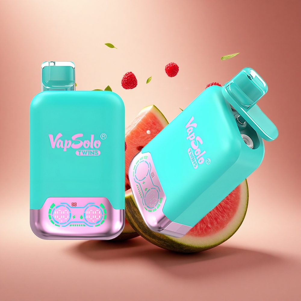 Vapsolo Twins 20000 Puffs Trigubasis Melionas & Avietės Vandmelionas su 40 ml ir Type-C