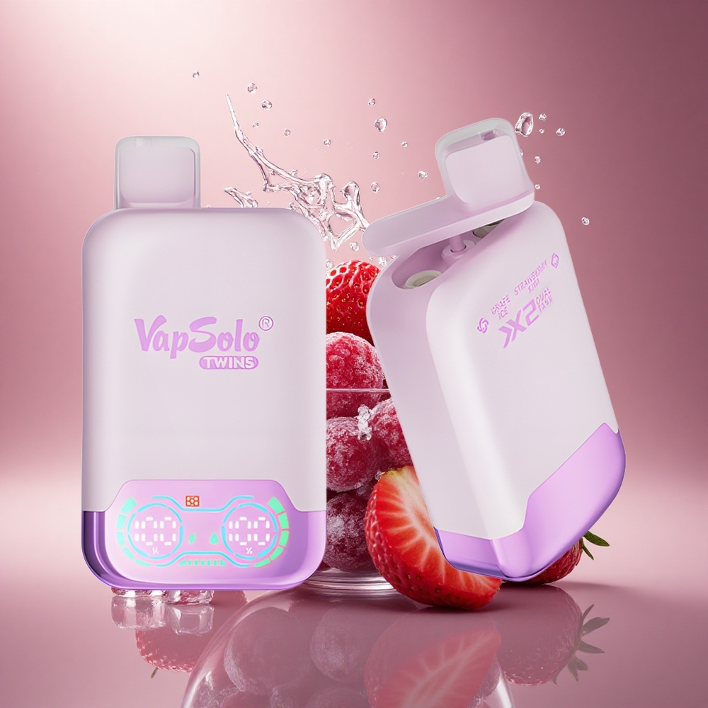 Vapsolo Twins 20000 Puffs Vynuogių Ledas & Braškių Kiwi 40ml Dvigubas