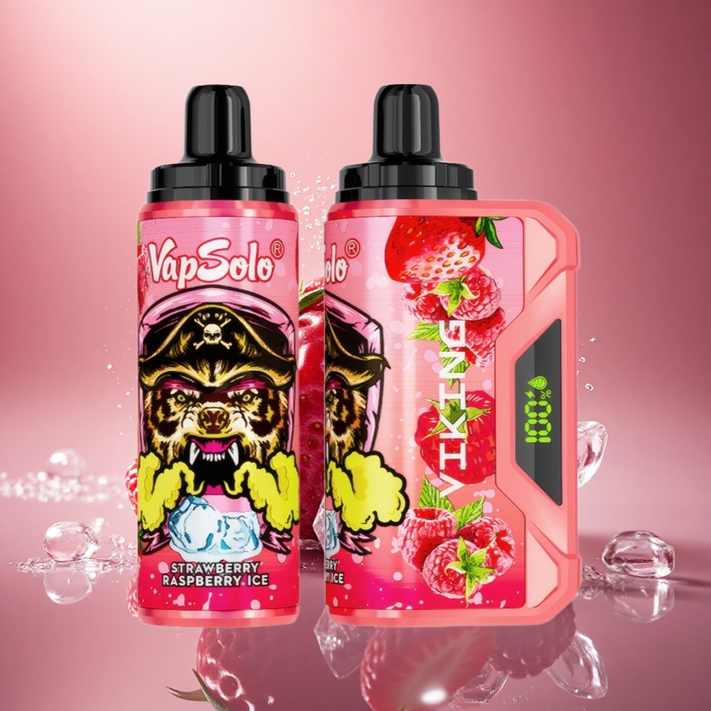 VapSolo VIKING 12000 Puffs Braškių Aviečių Ledas su 22ml ir Type-C