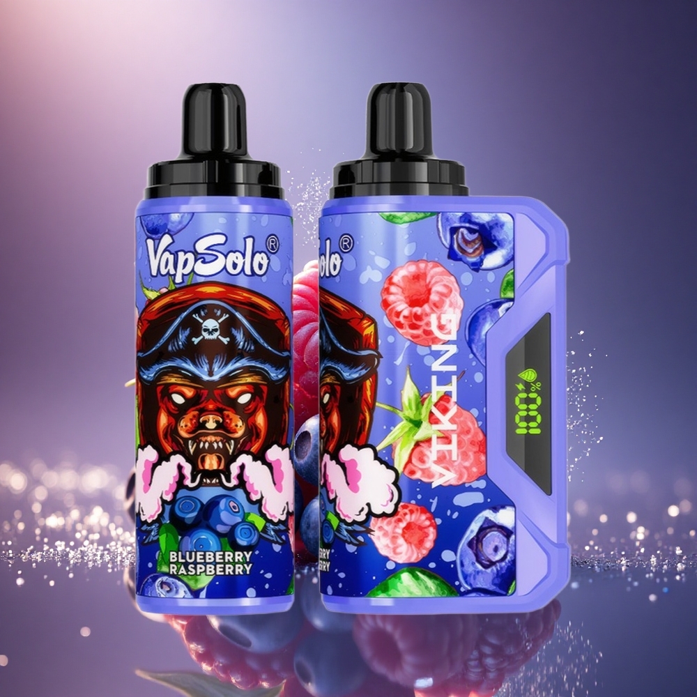 VapSolo VIKING 12000 Puffs Mėlynųjų aviečių ir aviečių Tipo-C Ekranas