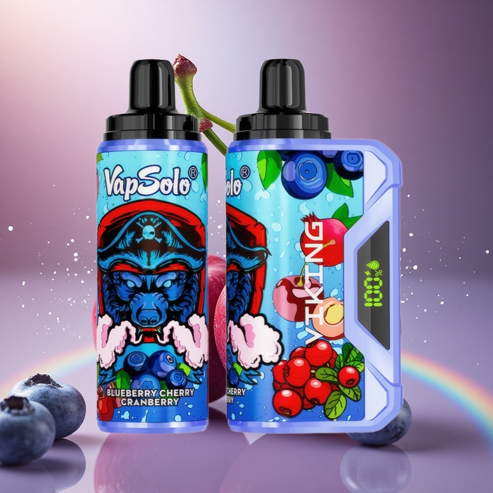 VapSolo VIKING 12000 Puffs Mėlynės Vyšnios Spanguolės 22ml Type-C