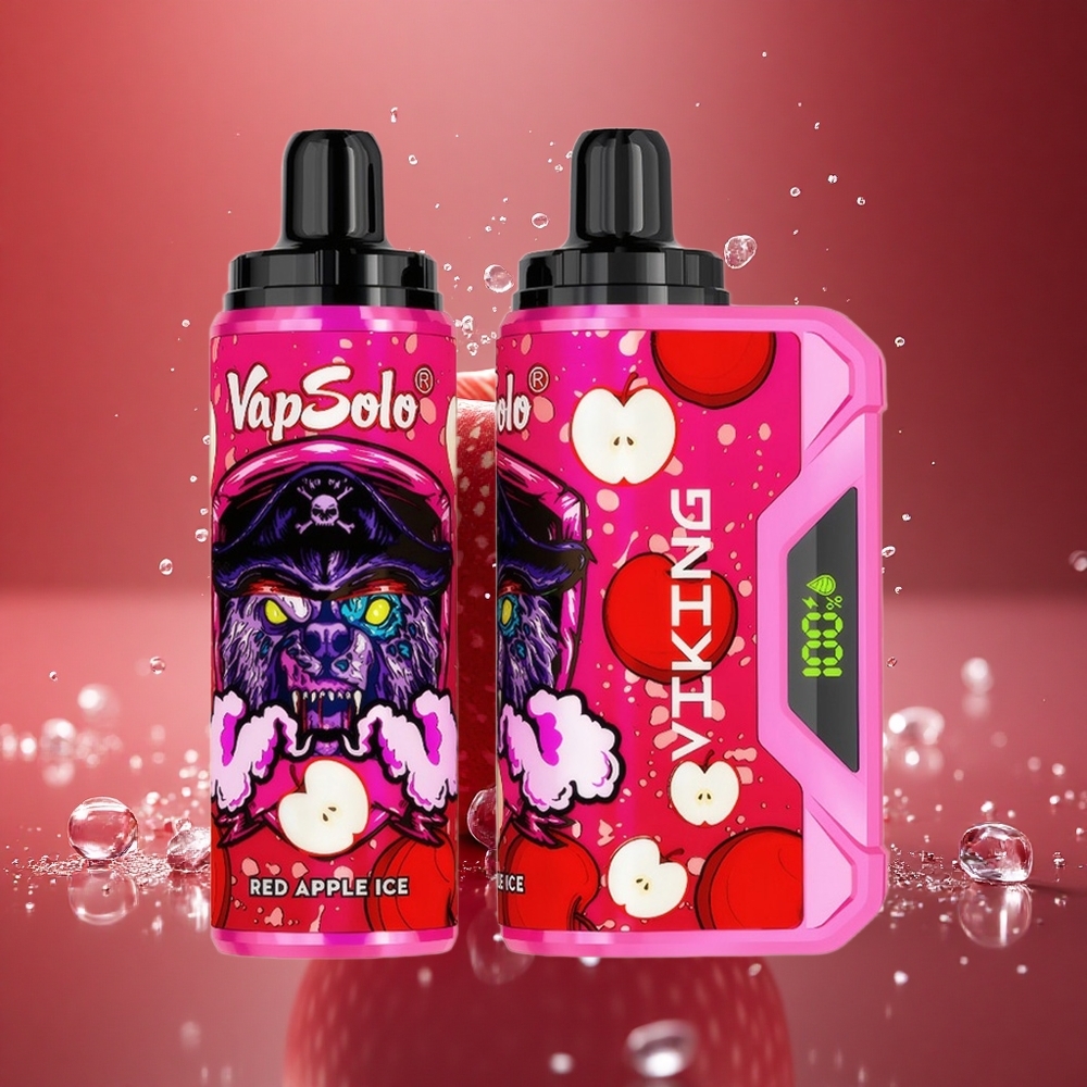VapSolo VIKING 12000 Puffs Raudonasis Obuolio Ledas su Tipo-C įkrovimu